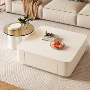 Clear Square Coffee Tables Modern Luxury Design Desk Coffee Tables White Clear Service Office Mesa Auxiliar Unique Furniture - Image 1