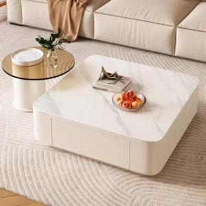 Clear Square Coffee Tables Modern Luxury Design Desk Coffee Tables White Clear Service Office Mesa Auxiliar Unique Furniture - Image 3