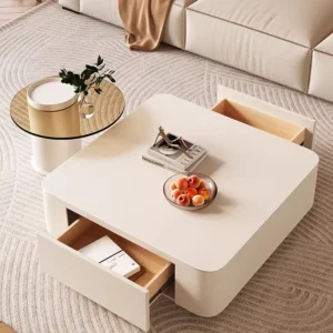 Clear Square Coffee Tables Modern Luxury Design Desk Coffee Tables White Clear Service Office Mesa Auxiliar Unique Furniture - Image 4