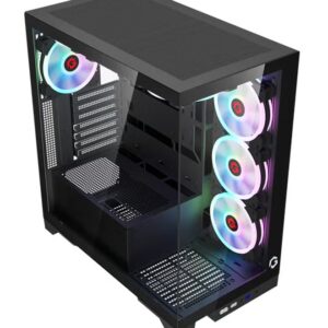 GAMEON Emperor Midnight IV Series Mid Tower Gaming Case - ARGB+Remote, 7 Fans Case Black - Image 5