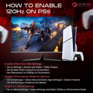 GAMEON 24" Inch Artic Pro-Series Gaming Monitor (1920x1080) FHD, Fast IPS Panel,190Hz Refresh Rate, MPRT 0.5ms Response Time, 2.1 HDMI with HDR10 Support (Support PS5) - GOA24FHD190IPS | White - Image 2