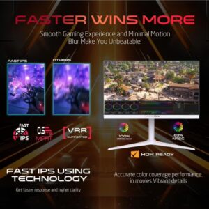 GAMEON 24" Inch Artic Pro-Series Gaming Monitor (1920x1080) FHD, Fast IPS Panel,190Hz Refresh Rate, MPRT 0.5ms Response Time, 2.1 HDMI with HDR10 Support (Support PS5) - GOA24FHD190IPS | White - Image 6