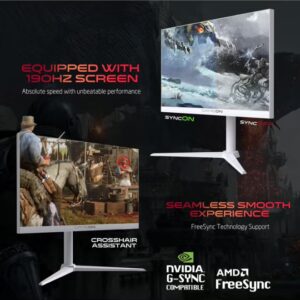GAMEON 24" Inch Artic Pro-Series Gaming Monitor (1920x1080) FHD, Fast IPS Panel,190Hz Refresh Rate, MPRT 0.5ms Response Time, 2.1 HDMI with HDR10 Support (Support PS5) - GOA24FHD190IPS | White - Image 7