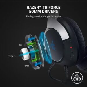 RAZER Kaira X Wired Gaming Headset for Playstation 5 / PS5, PS4, PC, Mac, Mobile: 50mm Drivers - HyperClear Cardioid Mic - Memory Foam Cushions - On-Headset Controls - White & Black - Image 3