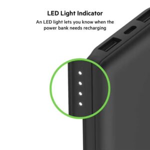 belkin 10000mAh BoostCharge Power Bank - 15W Fast Charger 1x USB C, 2x USB A ports For Apple iPhone 16/15 Or Older, Google, Samsung, Huawei, iPad Pro/iPad Mini - Matte Black - Image 3