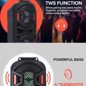 GEEPAS Rechargeable Portable Speaker, Portable Handle with 1500 MAH Huge Battery| TWS Connection & Compatible with BT/ USB/ AUX/ FM/ Micro SD | Ideal for Home, Hotels, Trips & Outdoor Use GMS11187 Black - Image 5