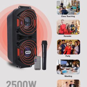 GEEPAS Rechargeable Portable Speaker, Portable Handle with 1500 MAH Huge Battery| TWS Connection & Compatible with BT/ USB/ AUX/ FM/ Micro SD | Ideal for Home, Hotels, Trips & Outdoor Use GMS11187 Black - Image 6