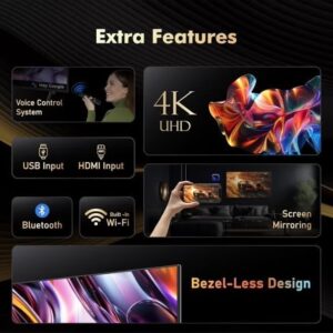 SPJ 75-Inch 4K UHD Android Smart LED TV – Voice Control Remote, Screen Mirroring, Bluetooth, HDMI & USB Ports, Built-in Wi-Fi, Google Play, Bezel-Less Design – Black | 1-Year Warranty - Image 6