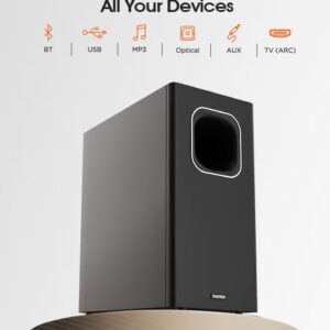 Faster T1000 2.1 CH Home Theater Soundbar Speakers - Wired Subwoofer & Wireless Soundbar Portable Speaker - 120W Powerful Audio Output - Deep and Thrilling Bass, Digital Embedded - Supporting Bluetooth 5.0, HDMI, AUX, USB, Remote, TV ARC, PC - Image 4
