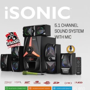 iSONIC IS460 5.1 Channel Home Theater Speaker System with 25,000 PMPO Output, Bluetooth Connectivity, USB/SD/FM Support, LED Display & Remote Control – Surround Sound for Home Entertainment - Image 3