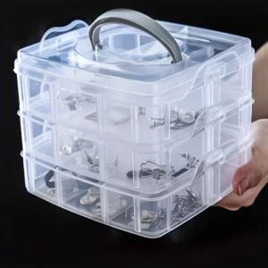 3-layer 18 Compartment Transparent Storage Box, Jewelry and Toy Storage Box, Suitable for Kitchen, Jewelry Organizer - Image 2