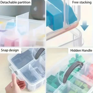 3-layer 18 Compartment Transparent Storage Box, Jewelry and Toy Storage Box, Suitable for Kitchen, Jewelry Organizer - Image 3