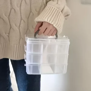 3-layer 18 Compartment Transparent Storage Box, Jewelry and Toy Storage Box, Suitable for Kitchen, Jewelry Organizer - Image 4