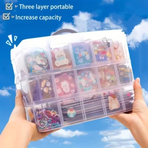 3-layer 18 Compartment Transparent Storage Box, Jewelry and Toy Storage Box, Suitable for Kitchen, Jewelry Organizer - Image 5
