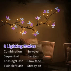 1pc 30LED Enchanted Willow Vine Light With Butterfly USB Powered 8 Lighting Modes Indoor Outdoor Waterproof Vine Lights Suitable - Image 3