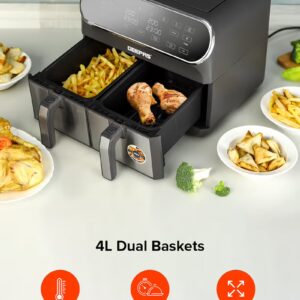 GEEPAS Digital Air Fryer 8 L (2X4L) With 60 Min.Timer| Cool Touch Handle, Led Display, Overheat Production| Shake Reminder, 8 Preset Programs, Dual Cook Setting, Sync Cooking Setting 8 L 1700 W GAF37533 Black - Image 5