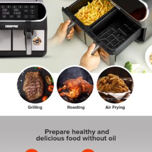 GEEPAS Digital Air Fryer 8 L (2X4L) With 60 Min.Timer| Cool Touch Handle, Led Display, Overheat Production| Shake Reminder, 8 Preset Programs, Dual Cook Setting, Sync Cooking Setting 8 L 1700 W GAF37533 Black - Image 7