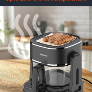 porodo Air Fryer and Electric Grill 2 in 1 Machine with Looking through Basket / Airfryer 4.5L with 8 Preset Programs / Washable Glass Container / No Pre-Heat Needed / Oil-Free Crispy And Healthy Cooking / Temperature Control - Black - Image 6
