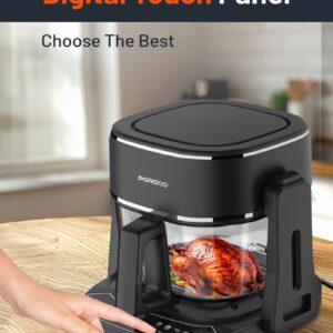 porodo Air Fryer and Electric Grill 2 in 1 Machine with Looking through Basket / Airfryer 4.5L with 8 Preset Programs / Washable Glass Container / No Pre-Heat Needed / Oil-Free Crispy And Healthy Cooking / Temperature Control - Black - Image 5