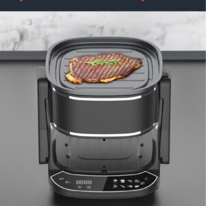 porodo Air Fryer and Electric Grill 2 in 1 Machine with Looking through Basket / Airfryer 4.5L with 8 Preset Programs / Washable Glass Container / No Pre-Heat Needed / Oil-Free Crispy And Healthy Cooking / Temperature Control - Black - Image 4