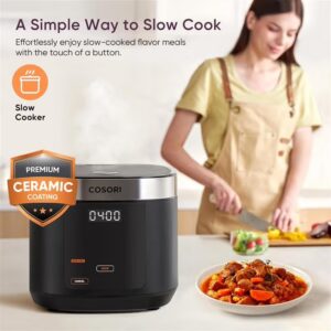 COSORI Rice Cooker 10 Cup, 24h Keep Warm, Non-stick Ceramic Inner Pot, 18 Functions Fuzzy Logic Rice Maker with Stainless Steel Steamer Basket, Sauté, Slow Cooker, Black - Image 3