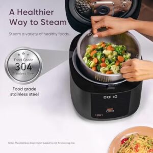COSORI Rice Cooker 10 Cup, 24h Keep Warm, Non-stick Ceramic Inner Pot, 18 Functions Fuzzy Logic Rice Maker with Stainless Steel Steamer Basket, Sauté, Slow Cooker, Black - Image 4