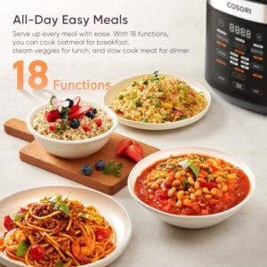 COSORI Rice Cooker 10 Cup, 24h Keep Warm, Non-stick Ceramic Inner Pot, 18 Functions Fuzzy Logic Rice Maker with Stainless Steel Steamer Basket, Sauté, Slow Cooker, Black - Image 6