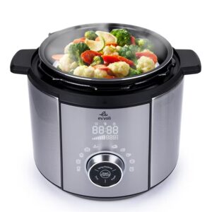 evvoli 10 In 1 Multi-Use Programmable Pressure Cooker 10 Cook Settings With 15 Smart Safety Protection Modules 5.5 L 1100.0 W EVKA-PC6010S Silver/Black - Image 2