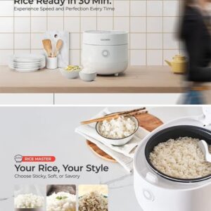 CUCKOO Micom Rice Cooker, 6-Cup (1.08L) with Smart Touch Screen, 13 Menus for Quinoa, Oatmeal, Brown Rice & Grains, White - Image 3