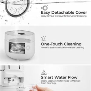 CUCKOO Micom Rice Cooker, 6-Cup (1.08L) with Smart Touch Screen, 13 Menus for Quinoa, Oatmeal, Brown Rice & Grains, White - Image 5