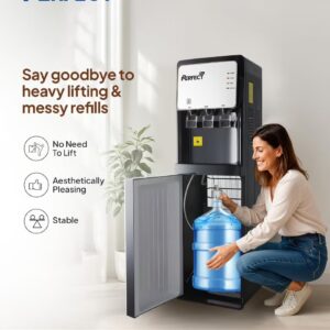 Perfect Bottom Load Water Dispenser PWD-5700KB, Floor Standing Hot Cold & Ambient Water Cooler, Smart Compressor Cooling, 5L Bottle Compatible, 580W, Black/Grey - Image 3