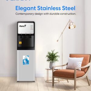 Perfect Bottom Load Water Dispenser PWD-5700KB, Floor Standing Hot Cold & Ambient Water Cooler, Smart Compressor Cooling, 5L Bottle Compatible, 580W, Black/Grey - Image 5