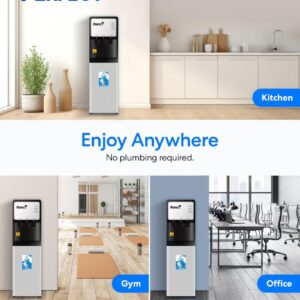 Perfect Bottom Load Water Dispenser PWD-5700KB, Floor Standing Hot Cold & Ambient Water Cooler, Smart Compressor Cooling, 5L Bottle Compatible, 580W, Black/Grey - Image 6