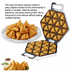 NOVA Electric Mini Samosa Maker 1400W, 24-Piece Non-Stick Plates, Cool Touch Handle, Low-Fat Cooking, Stainless Steel Design, Power & Ready Indicator Lights, Quick Homemade Snacks - Image 3