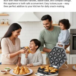 NOVA Electric Mini Samosa Maker 1400W, 24-Piece Non-Stick Plates, Cool Touch Handle, Low-Fat Cooking, Stainless Steel Design, Power & Ready Indicator Lights, Quick Homemade Snacks - Image 5