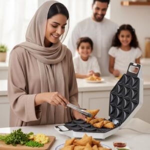 NOVA Electric Mini Samosa Maker 1400W, 24-Piece Non-Stick Plates, Cool Touch Handle, Low-Fat Cooking, Stainless Steel Design, Power & Ready Indicator Lights, Quick Homemade Snacks - Image 6
