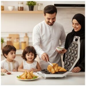 NOVA Electric Mini Samosa Maker 1400W, 24-Piece Non-Stick Plates, Cool Touch Handle, Low-Fat Cooking, Stainless Steel Design, Power & Ready Indicator Lights, Quick Homemade Snacks - Image 7