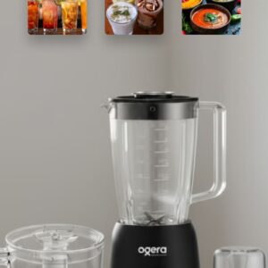 Ogera 3-in-1 Electric Blender 650 W OG5102BR | High-Speed Multi-Function Food Blender with Grinder & Chopper Attachments | 1.8 L Unbreakable Jar, Durable Stainless-Steel Blades | Ideal for Smoothies, Milkshakes, Spices & Nut Grinding | 2 Years Warranty - Image 3