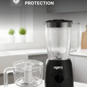 Ogera 3-in-1 Electric Blender 650 W OG5102BR | High-Speed Multi-Function Food Blender with Grinder & Chopper Attachments | 1.8 L Unbreakable Jar, Durable Stainless-Steel Blades | Ideal for Smoothies, Milkshakes, Spices & Nut Grinding | 2 Years Warranty - Image 4