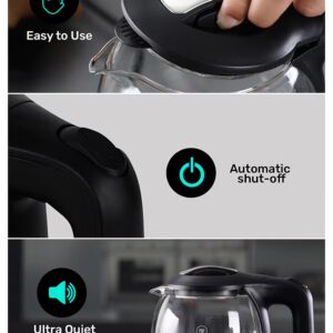 GEEPAS 1.8 liter Electric Glass Kettle| Boil Dry Protection and Automatic Cut-Off | Perfect for Boiling Water, Milk, Tea| 1500 W Cool Touch Handle, Rotational Base, and Easy Clean Wide Opening| 2 Years Warranty 1.8 L 1500 W GK9901B Black/Clear - Image 3