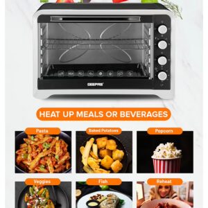GEEPAS Electric Oven 80 L 2400 W| Rotisserie, Convection Functions and Inner Lamp| Easy to Use Control Knobs, 4 Stages Heating Selector, 100-230 Degree Celsius Adjustable Temperature| Perfect for Baking, Roasting, Cooking Meat, Cakes Etc.| 2 Years Warranty 80 L 2400 W GO4402NV Black/Silver - Image 4