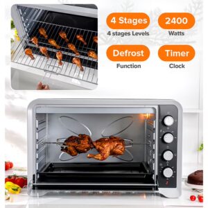 GEEPAS Electric Oven 80 L 2400 W| Rotisserie, Convection Functions and Inner Lamp| Easy to Use Control Knobs, 4 Stages Heating Selector, 100-230 Degree Celsius Adjustable Temperature| Perfect for Baking, Roasting, Cooking Meat, Cakes Etc.| 2 Years Warranty 80 L 2400 W GO4402NV Black/Silver - Image 5