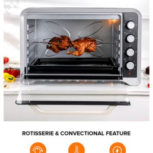GEEPAS Electric Oven 80 L 2400 W| Rotisserie, Convection Functions and Inner Lamp| Easy to Use Control Knobs, 4 Stages Heating Selector, 100-230 Degree Celsius Adjustable Temperature| Perfect for Baking, Roasting, Cooking Meat, Cakes Etc.| 2 Years Warranty 80 L 2400 W GO4402NV Black/Silver - Image 7