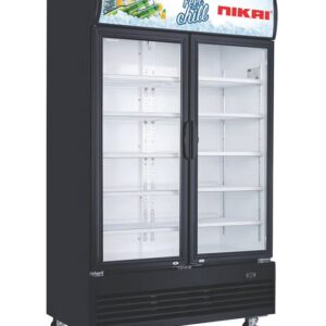 NIKAI 700L Double Door Chiller Fridge Commercial | No Frost Chiller | Tropical Compressor | Digital Display Auto Defrost LED Light Adjustable Shelves | Castor Wheels | Tempered Glass 700 L 400 W NSF700FFHB Black - Image 3
