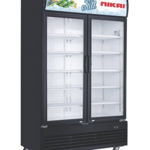 NIKAI 700L Double Door Chiller Fridge Commercial | No Frost Chiller | Tropical Compressor | Digital Display Auto Defrost LED Light Adjustable Shelves | Castor Wheels | Tempered Glass 700 L 400 W NSF700FFHB Black - Image 6