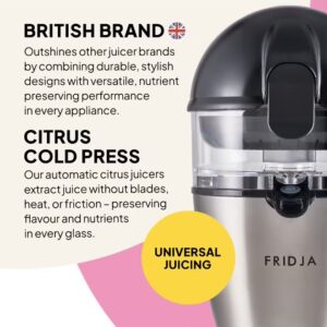 Fridja f900 Automatic Citrus Juicer – One-Button Operation, No Spills or Splashes, Easy to Clean – Stainless Steel Orange & Grapefruit Squeezer for Fresh Juice – 50W - 400ml [Energy Class A+] - Image 7