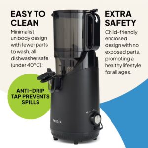 Fridja f2500 Self-Feeding Juicer Machine - Premium Whole Fruit Masticating Slow Juicer - 135mm Feeding Chute, 250W - Cold Press Juice & Nut Milk Extraction - Full-Size - Matte Black - Image 4