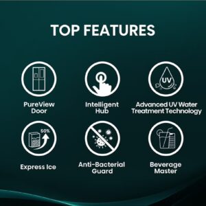 Hisense -780L / 615L Gross & Net Capacity , Premium Flat Door French Refrigerator Pure View Door Series 6.86 TFT Screen with Intelligent Hub Function, Advanced UV Ice & Water Treatment Technology, Anti Bacterial Guard, Connectife, Fresh Choice-RQ9P780TTS1-Black 240 W RQ9P780TTS1 black - Image 7