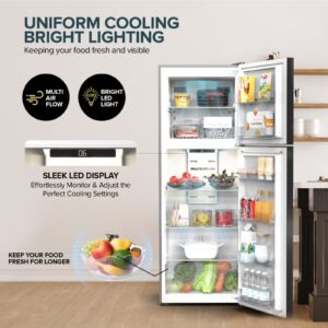 NIKAI 410L Gross/ 243L Net, No-Frost Double Door Refrigerator with Vegetable Crisper & Adjustable Glass Shelves, Temperature Control, Lock And Key, CFC Free, Silent Operation, Energy Saving R600A, Best For Home, Office & Hotels NRF410FSS Grey - Image 6