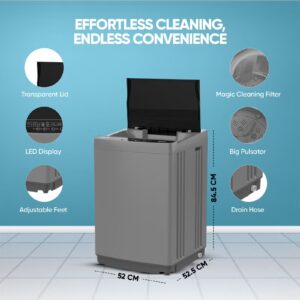 NIKAI 7Kg Fully Automatic Top Loading Washing Machine, Auto Balance, Anti-Wrinkle Body, Child Lock, Power Off Memory, Silent Operation, Stainless Steel Drum, High-Quality Universal Motor 7 kg 29.66 kW 7 kg 29.66 kW NWM800TN10P Grey - Image 3